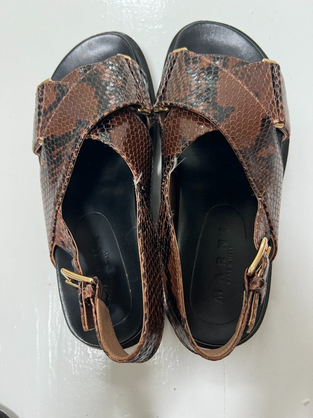 MARNI aligator print leather slide